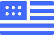 A stylized American flag with a blue and black color scheme.